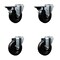 Service Caster 4'' Hard Rubber Wheel Swivel Bolt Hole Caster Set with 2 Posi Lock Brakes, 4PK SCC-BH20S414-HRS-PLB-2-S-2 - alternate 1